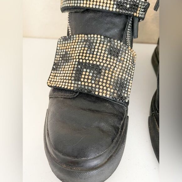 Giuseppe Zanotti Limited Edition High top crystal studded black leather Sneakers - Picture 6 of 17